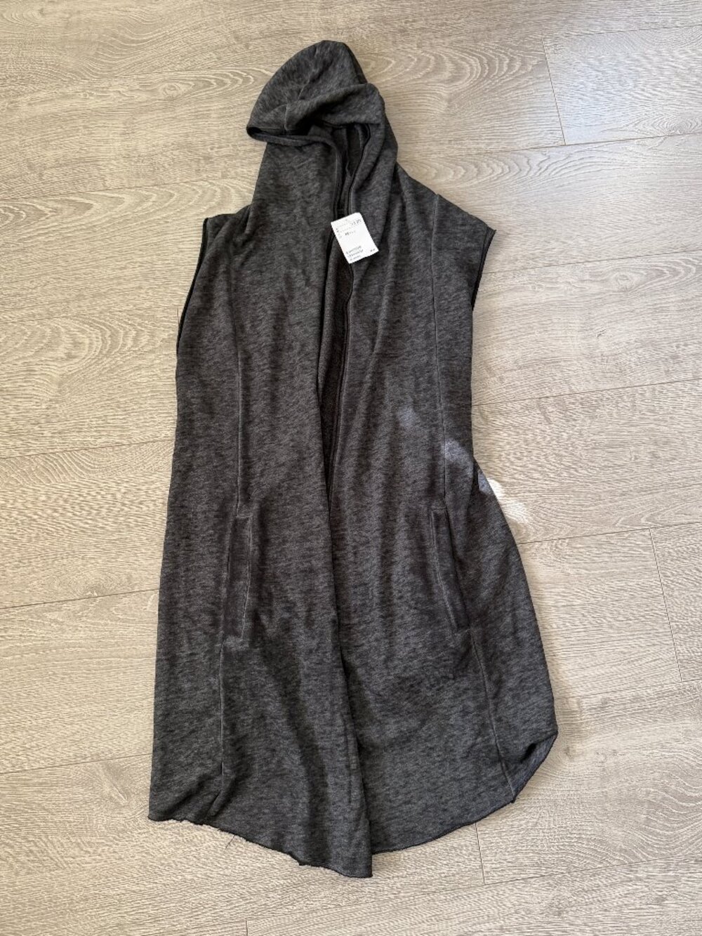 NWT H&M Divided Charcoal Hooded Longline Cardigan Vest Womens XS
